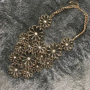 Gold Flower Bib Necklace